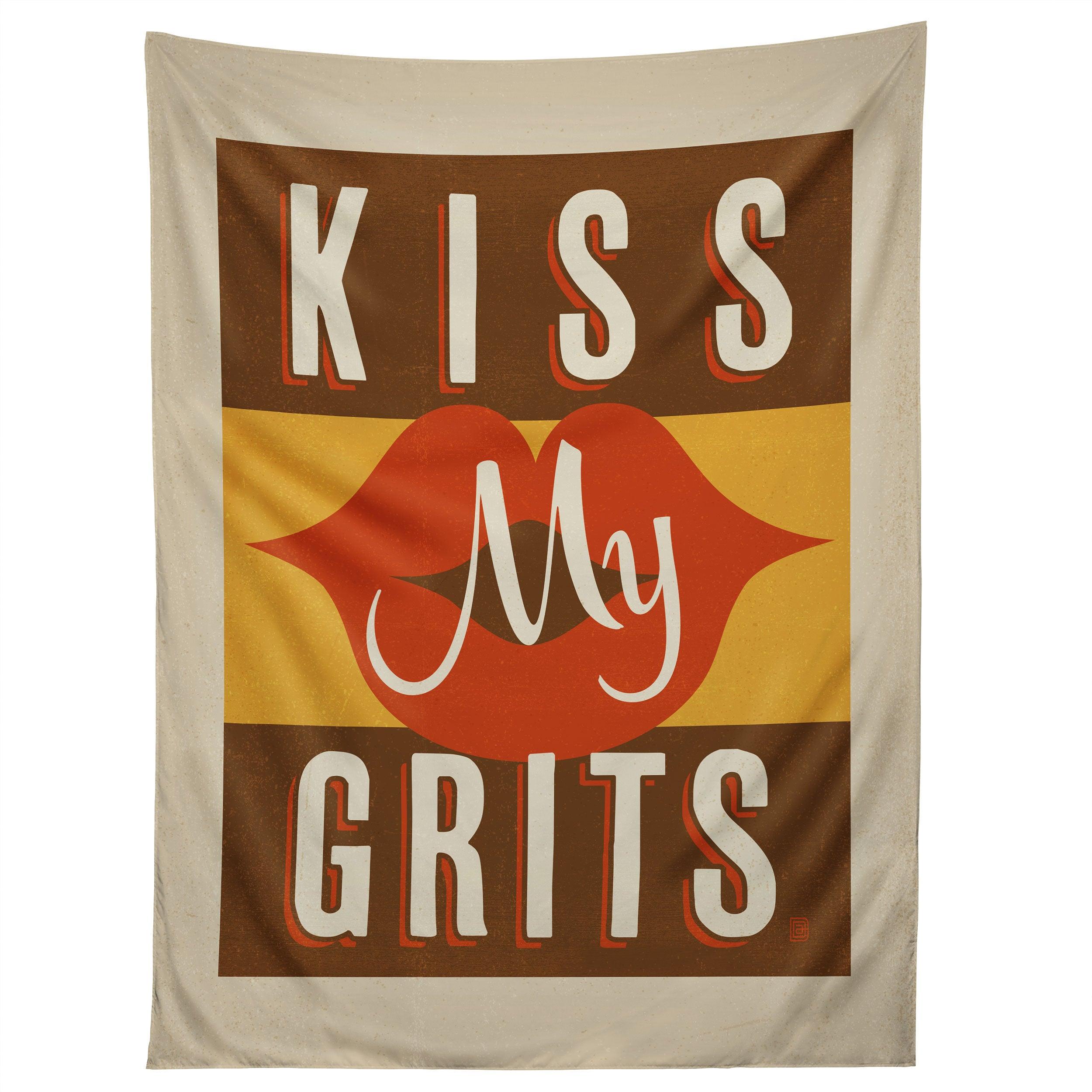 KISS MY GRITS tapestry 75x100