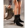 Women's Plus Size New Autumn Nubuck Rivet Stiletto Mid-Calf Martin Boots