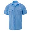 Men Light Blue Short Sleeve Button Down Shirt with Double Chest Pockets