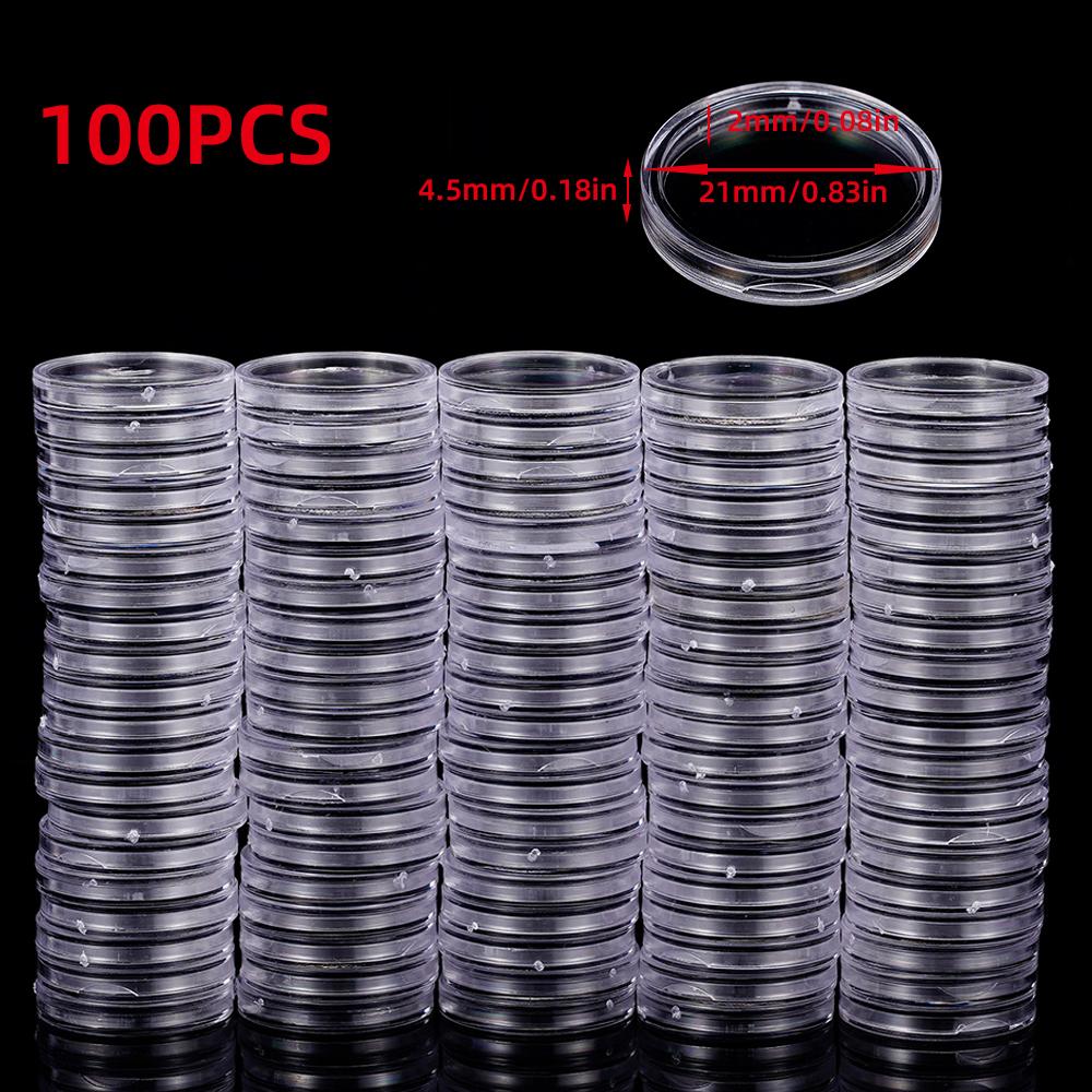10/50/100Pcs 19-33mm Transparent Coin Cases Holder Coin Collecting Box Case Coins Storage Capsules Protection Boxes Container
