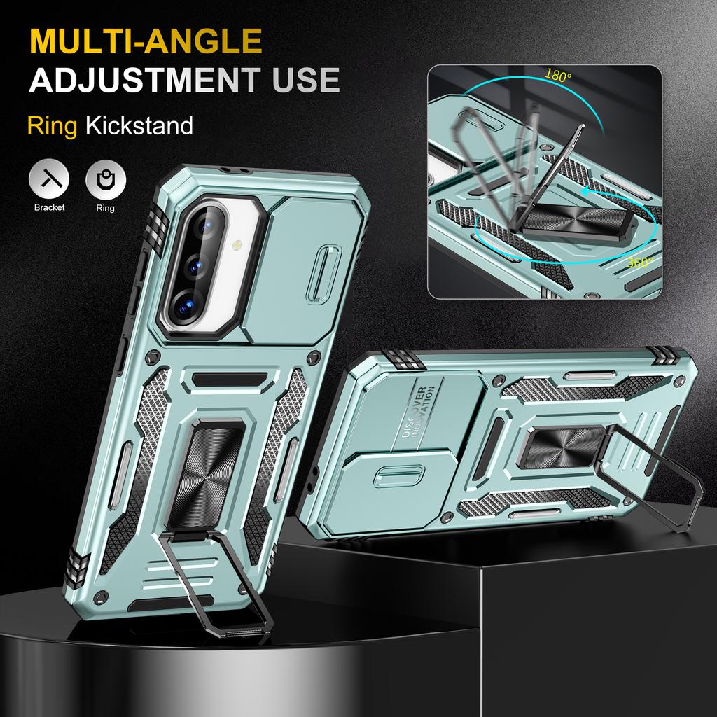 For Samsung Galaxy A36 5G/A56 5G Case Kickstand Slide Lens Lid PC + TPU Drop-Proof Phone Cover