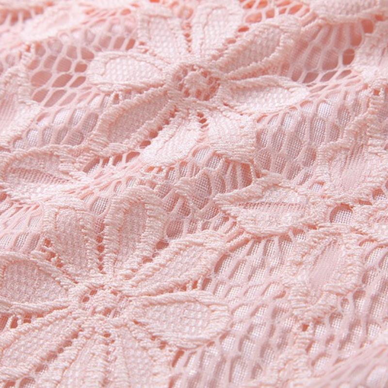 Women's form-fitting long-sleeved lace blouse with a feminine silhouette plus size clothing