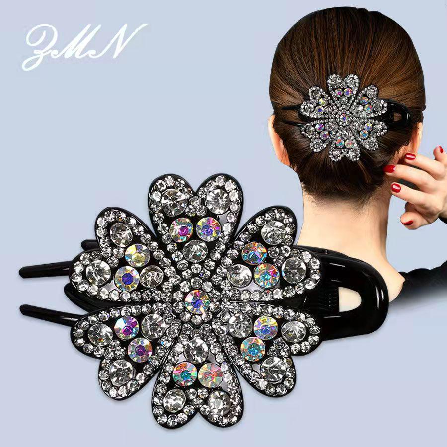Rhinestone Duckbill Hairpin - Elegant Women's Clip for Updo