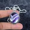 Chevron Amethyst Gemstone 925 Sterling Silver Jewelry Pendant 1.89" M-2903