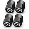 Hisport Hex 016 Black 4pcs Universal Car Tire Valve Stem Caps Air Cover Fit Mazda Accessories