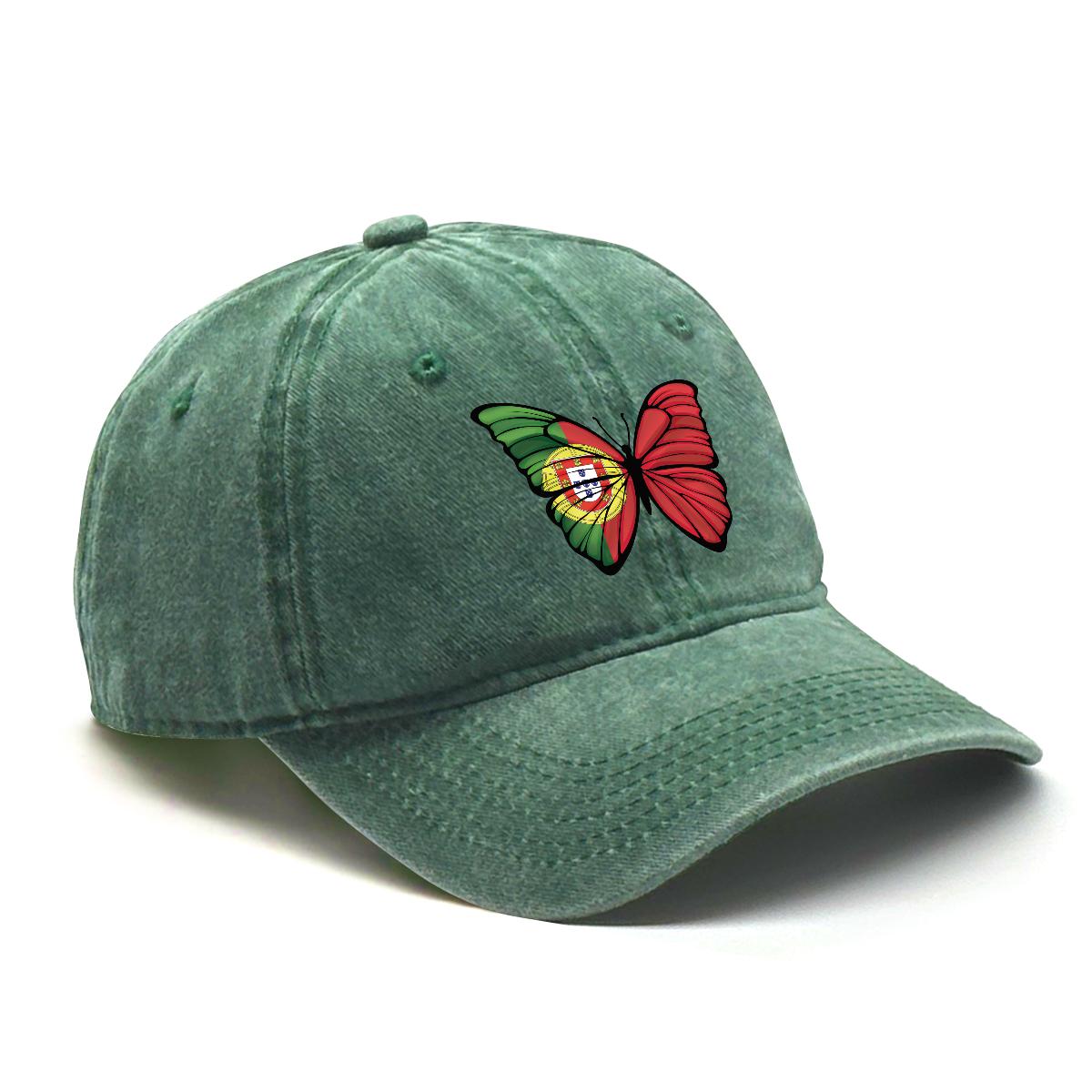 

Flag of Portugal Print Unisex Snapback Baseball Cap Butterfly Woman s Cap Breathable Hip Hop Adjustable Baseball Hat зелений