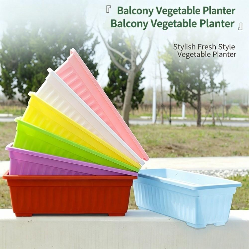 Plastic Rectangular Flower Pot With Tray Vegetable Planting Container Quality Plant Pot  Home