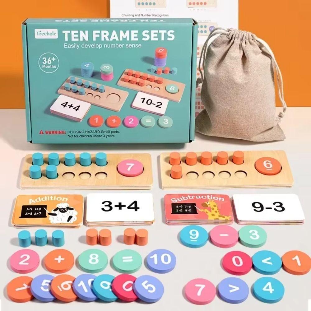 1 Set Ten Frame Kids Math Modular Toys Wooden Children Montessori Games  Children