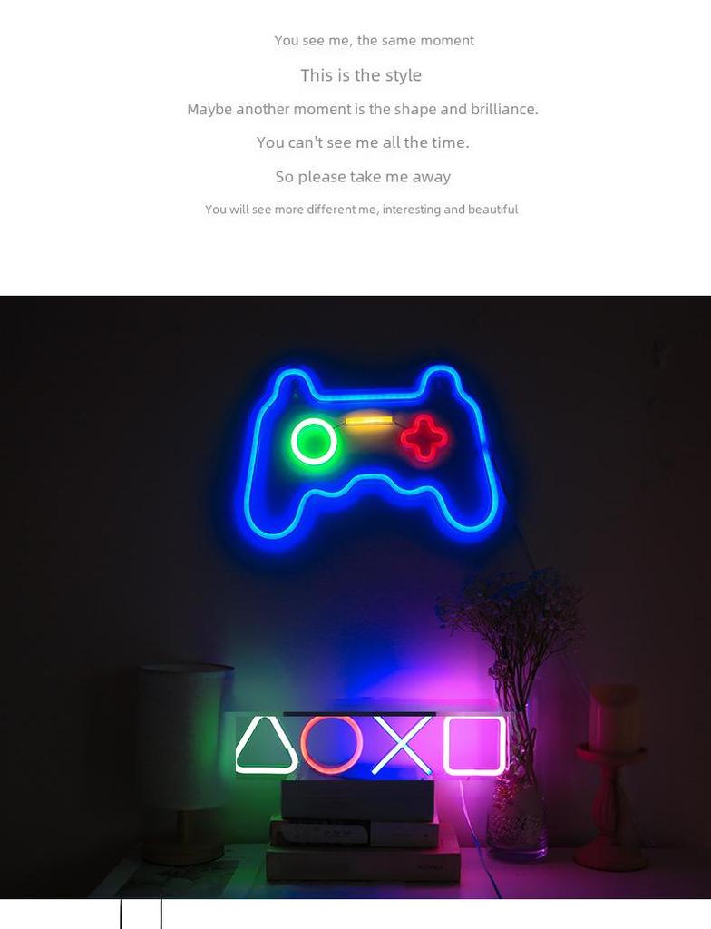 Luz Neon LED Símbolo Logotipo Painel Acrílico para Decoração de Sala de Jogos