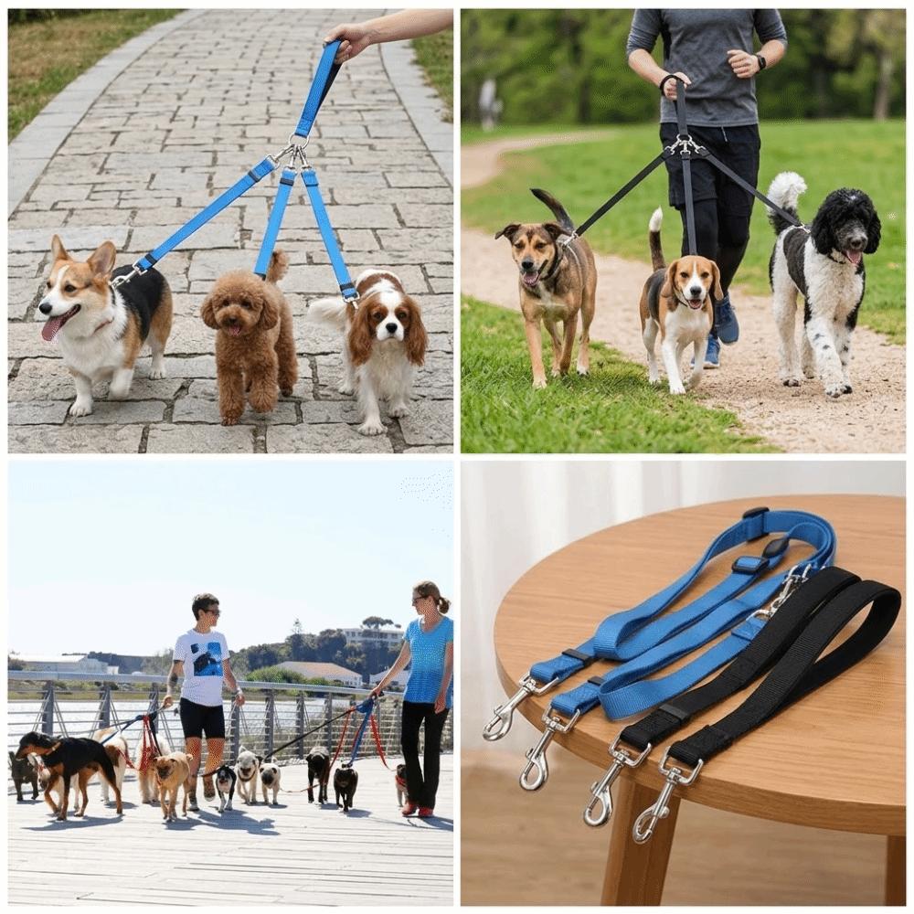 Strong Stitching Dog Triple Leash Nylon Fabric Dog Split Leash Pet 3 In 1 Leash  Pet Training синий