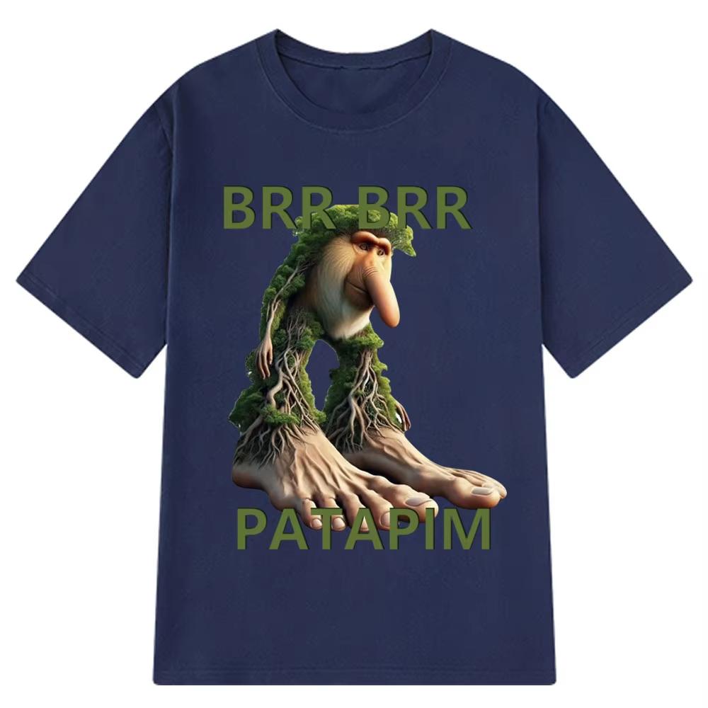 Brr Brr Patapim T Shirt Funny Italian Brainrot Meme Graphic Men Women Tshirt Summer Short Sleeve Cotton Tees Casual Oversize Top