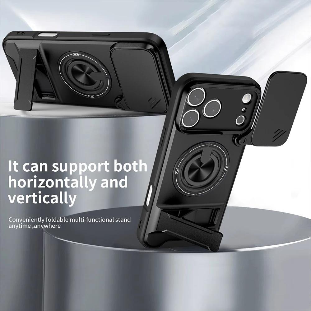 Rugged Shockproof Funda for iPhone 17 Air 16 11 12 13 14 15 Pro Max Case Armor Rotatable Camera Lens Cover Ring Stand Capa Funda