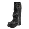 Fashion big-headed pants boots stacking boots knight boots spring and autumn thick-soled leather boots but knee-high boots shoes women