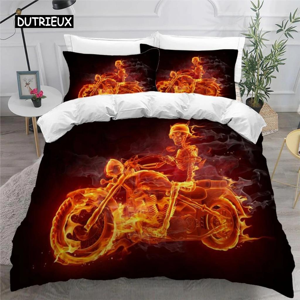 Colorful Flame Duvet Cover 3D Cool Fire Bedding Set for Kids Girls Soft Microfiber Quilt Cover with Zipper Closure