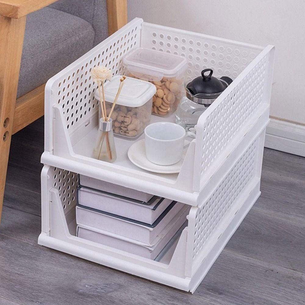 Stackable Drawer Organizer Plastic Storage Baskets Saving Space Clothes Sorting Rack  Kitchen