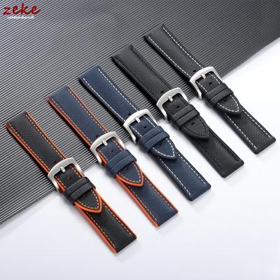 20mm 22mm 24mm Premium Silikon Uhrenarmband Silberne Schließe Wasserdicht Weiches Gummiarmband Steppnaht Gürtel Ersatz Universal Uhr