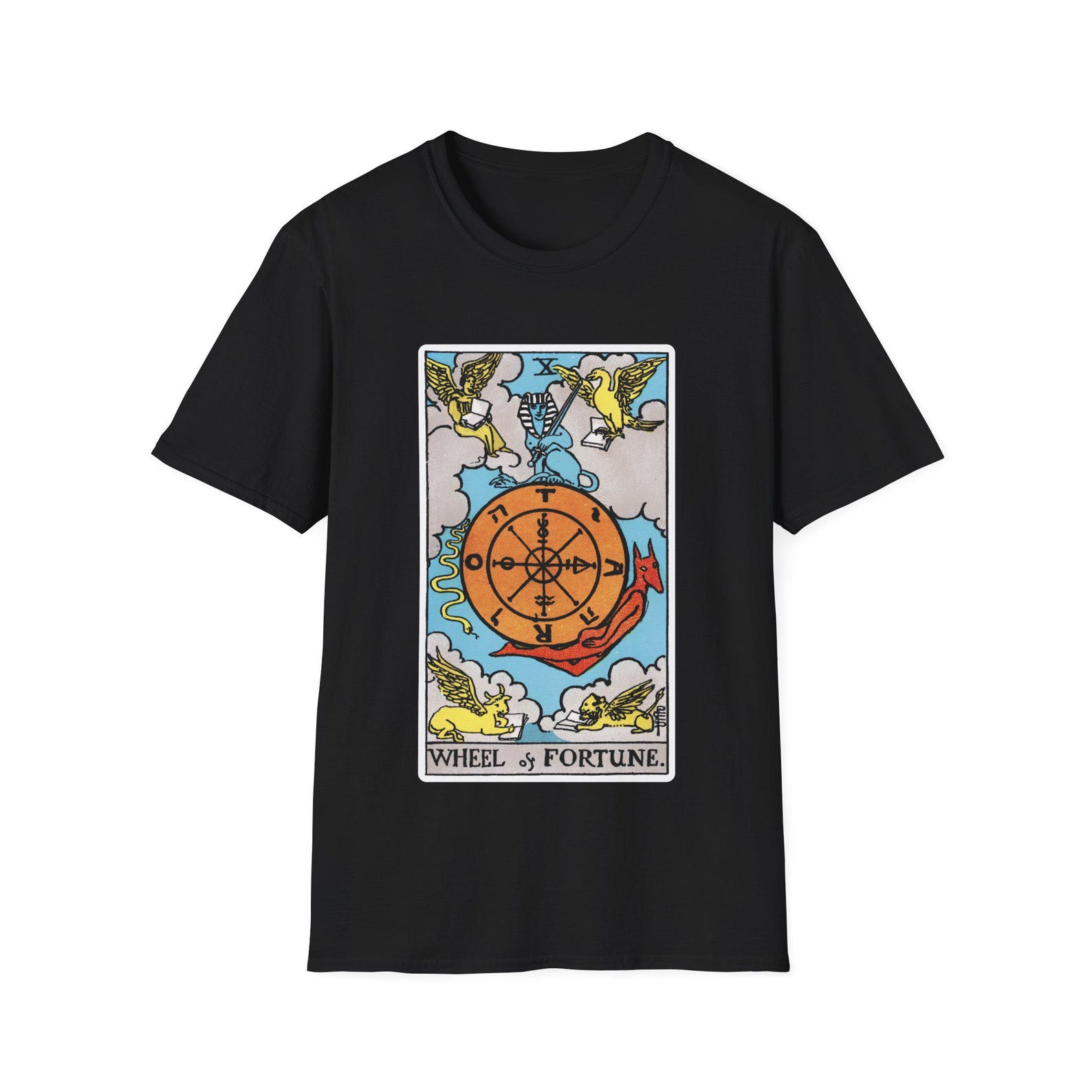 Wheel of Fortune Tarot Card T-Shirt | Occult Vintage Arcana 3XL