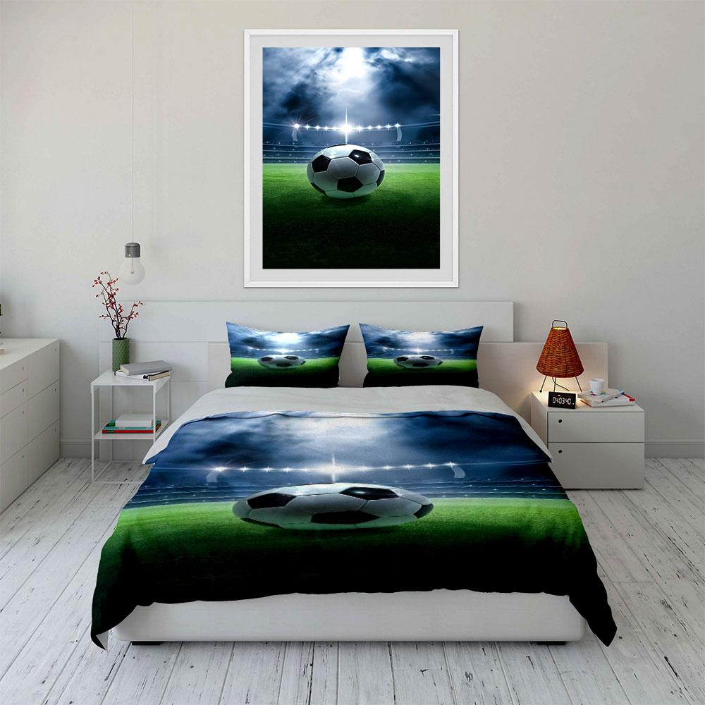Soccer Ball, Stadium, Lights. Bedding Sets Duvet Cover Sets Duvet Covers Pillowcases(1 * Duvet Cover 2 * Pillowcases Without Duvet Insert)