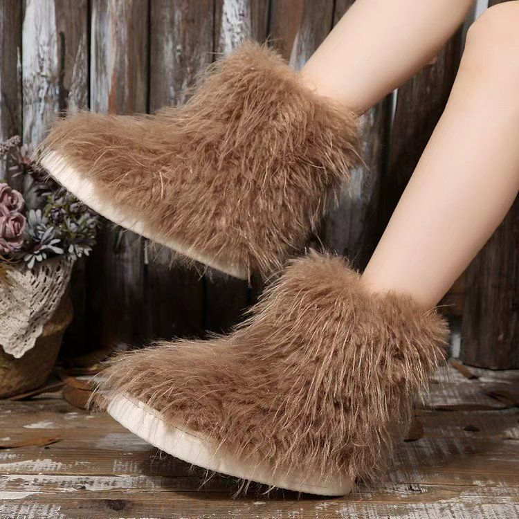 Flat heel warm short snow boots winter new fashion large size women's boots cotton shoes casual winter boots