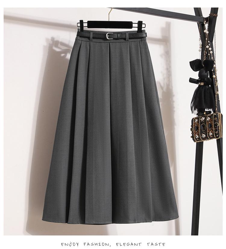Women's Summer High-Waisted A-line Pleated Drape Skirt Suit