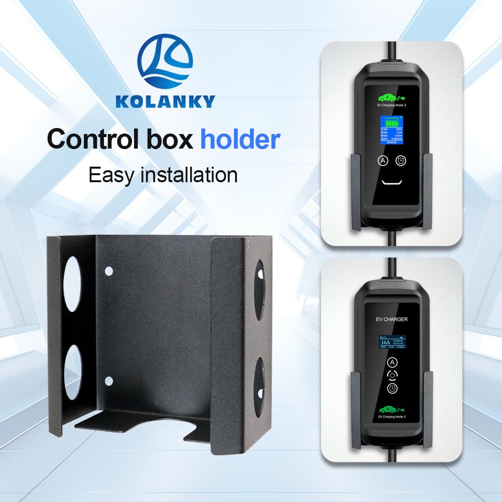 Kolanky Portable EV Charger Control Box Iron Holder EV Charging Wallbox Holder Easy Install for Electric Vehicle Charger