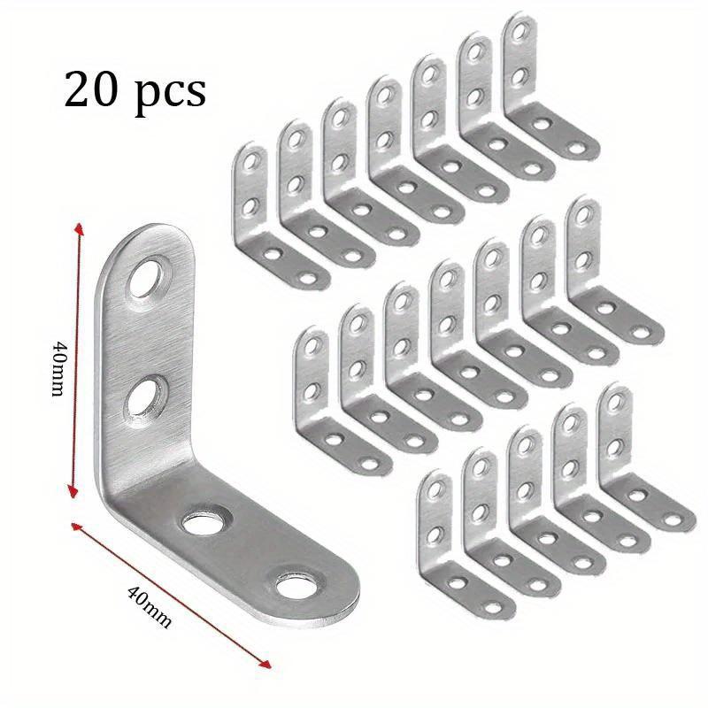 20pcs Corner Brace Stainless Steel L Shaped Bracket Right Angle Bracket Joint Bracket