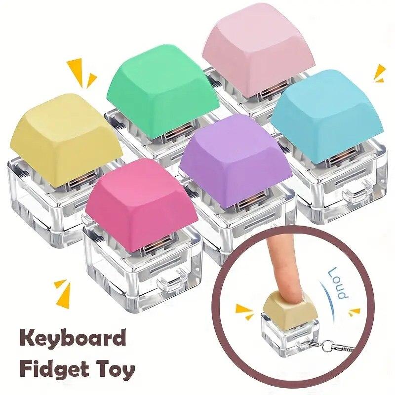 Keyboard Key Toy Party Stress Relief DIY Fidget Button Keycap Fidget Keychain Keyboard Fingertip Toys Finger Keyboard