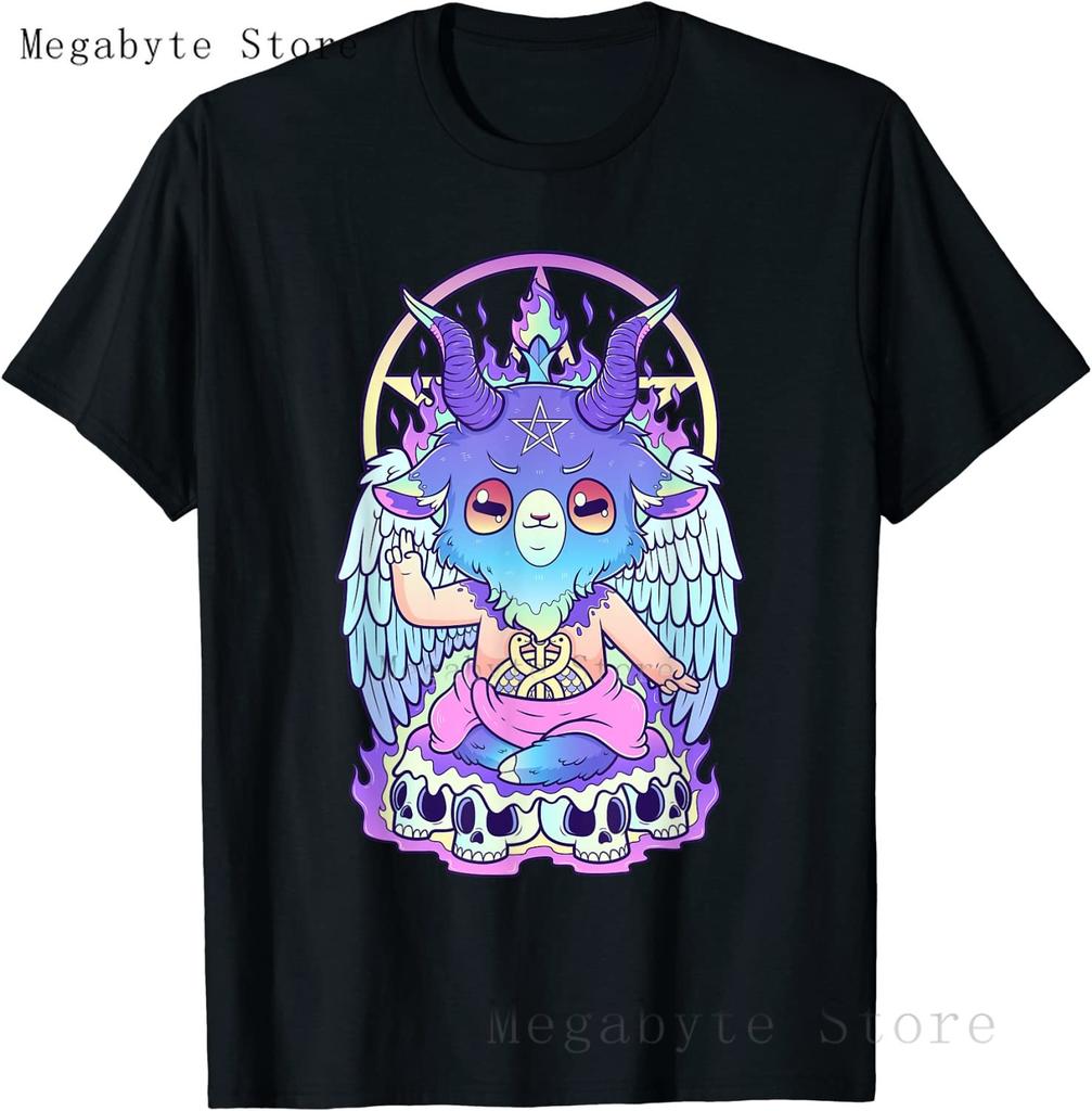Totenkopf und Krähe Ziege Retro Ästhetik Pastell Goth Kunst T-Shirt Damen Kawaii Anime Kleidung Mann T-Shirts Oberteile Vintage Unisex T-Shirt