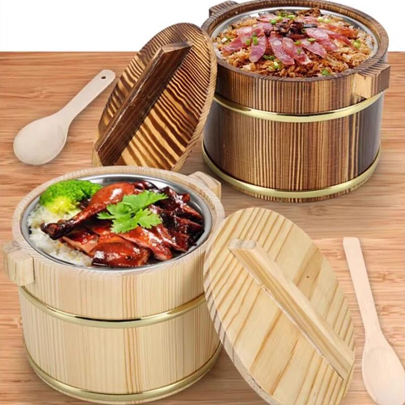 HOCUF Eco-Friendly Wooden Rice Bucket