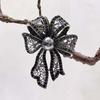 French Style Bow Brooch Vintage Black Brooch Exquisite Fully-rhinestone Pin  Western-style Clothes
