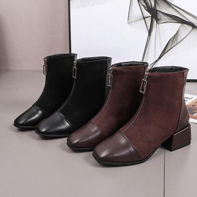 Modische Stiefeletten Vielseitiges Temperament Damenschuh Dicke Absätze Einfache Damenstiefel Täglicher Komfort Kurzer Stiefel Trendige Hohe Absätze