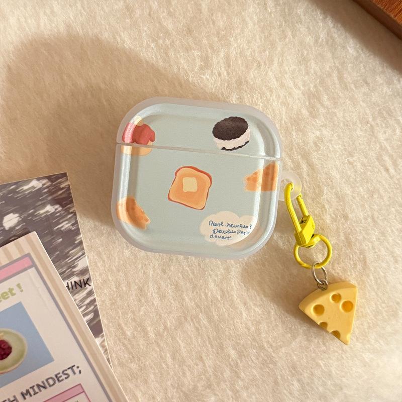 Cartoon Yellow Cream Cheese Bread Earphone Case for AirPods Pro 3 2 Headset Protective Cover For Air Pods 4 3 2 1 With Cartoon Cheese Star Pendant