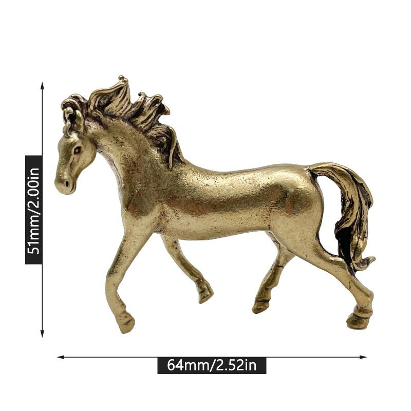 Pure Copper 12 Zodiac Pevný kůň Feng Shui Ornamenty Vintage Bronz Běžící koně Socha Miniatury Figurky Dekorace na stůl
