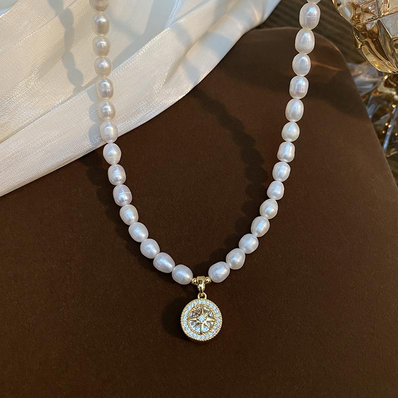 New Arrival Shiny CZ Zircon Star Pendant Natural Freshwater Pearl 14K Gold Filled Female Necklace Women Short Chain No Fade