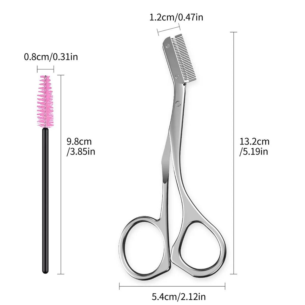 2Pcs Stainless High Quality Eyebrow Trimming Tool With Eyebrow Comb&Trimmer Eyebrow Scissors.Perfect Tools For Trimming
