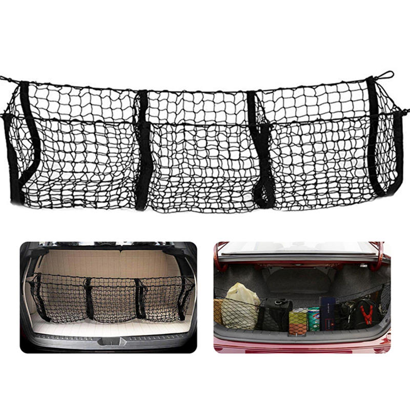 Car Trunk Net Bag Three Grid Luggage Net Three-Dimensional Three-Dimensional Net Pocket