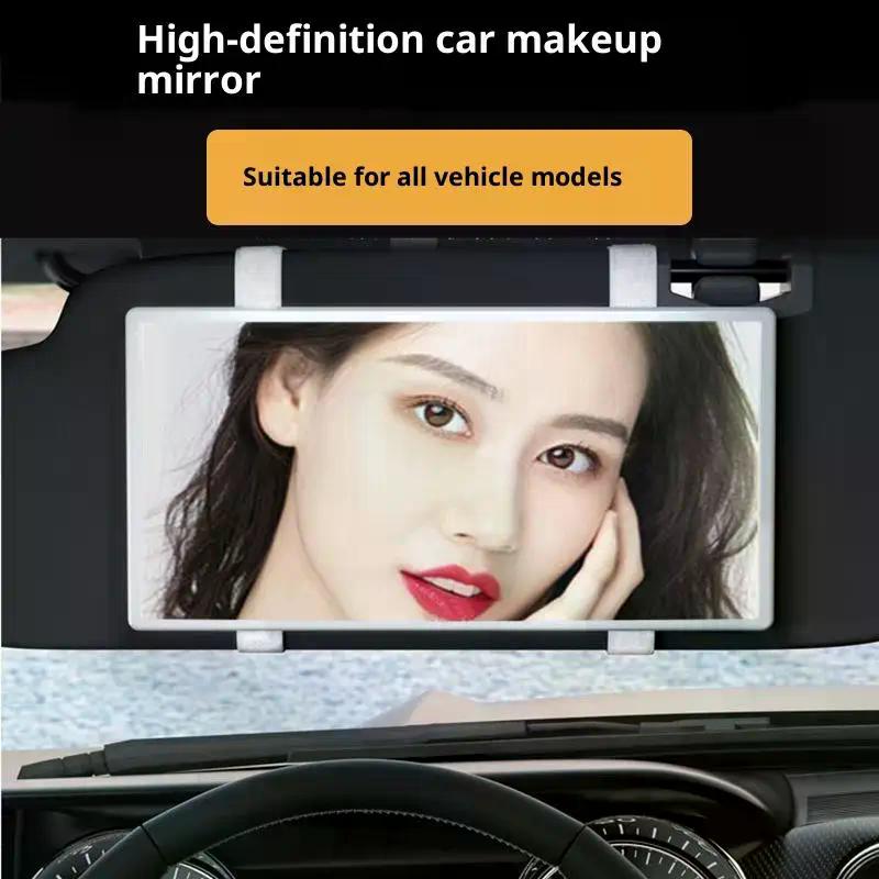 HD Car Sun Visor Plate Portable Makeup Mirror For Girls Women Strap Installation No Light Mirror Auto Interior Accessories