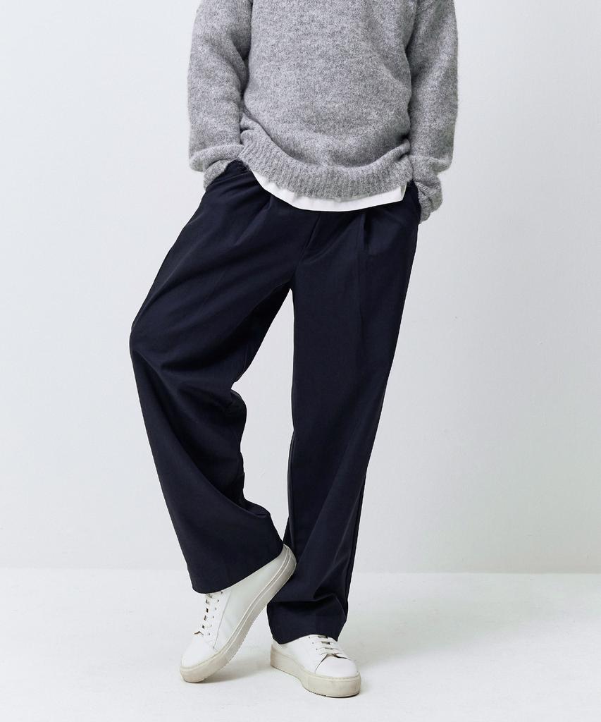Maedeumaleuseu Wide Pintuck Slacks Pants Navy Mmffmpt-165Na