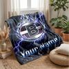 Borussia Mönchengladbach Custom Name Text Flannel Blanket Soccer Logo Personalized Fleece Throw Blanket Special Gift For Sofa Bedroom Home