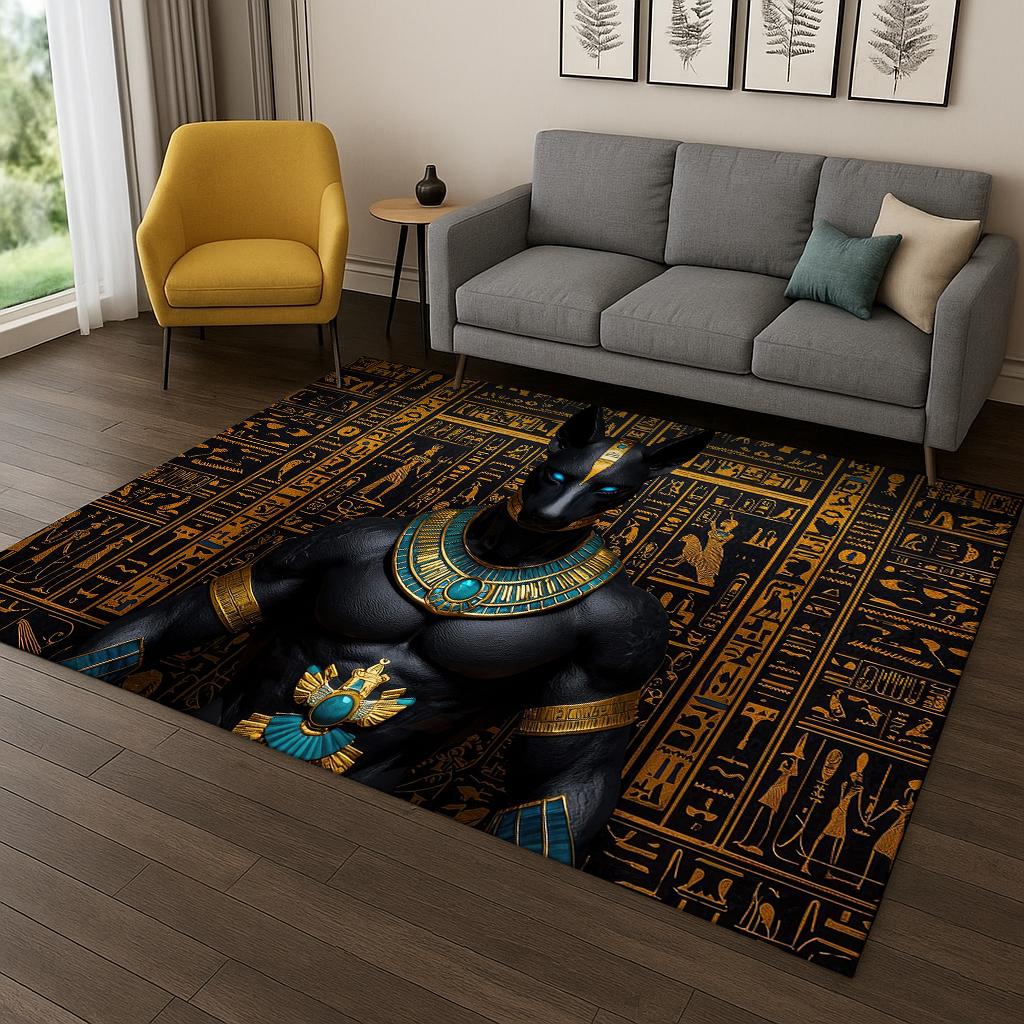 Ancient Egyptian Anubis mythology Pharaoh Carpet Rug for Home Bedroom Living Room Sofa Doormat Decor,Area Rug Game Non-slip Mat
