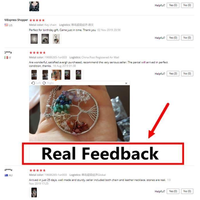 Necklace - Tree of Life - 7 Chakras - Natural Stone - Long Chain