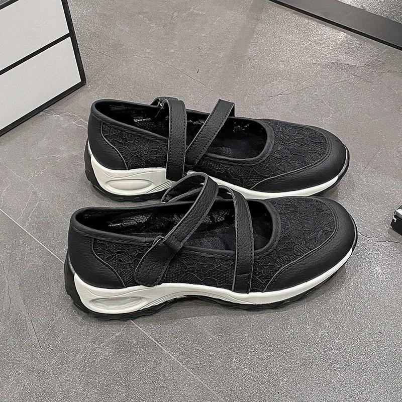 Divatos nyári hálós cipő nőknek, lélegző, vékony hálós, kis fehér cipők nőknek, 2024-es új, puha talpú szandálok nagy sportcipőkhöz