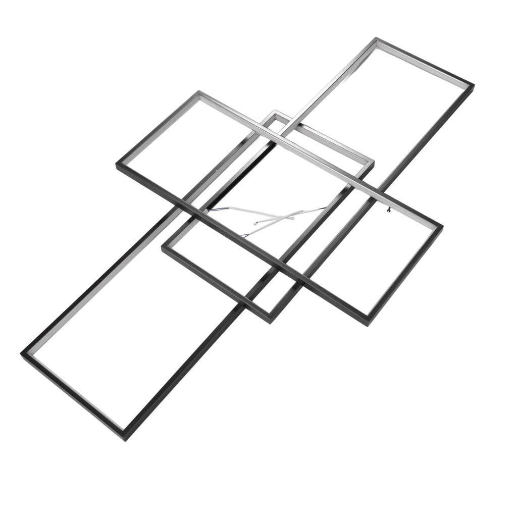 Modern LED Ceiling Light Dimmable 3 Layer Rectangular Flush Mount Lighting Fixture Ceiling Lamp with Remote for Bedroom