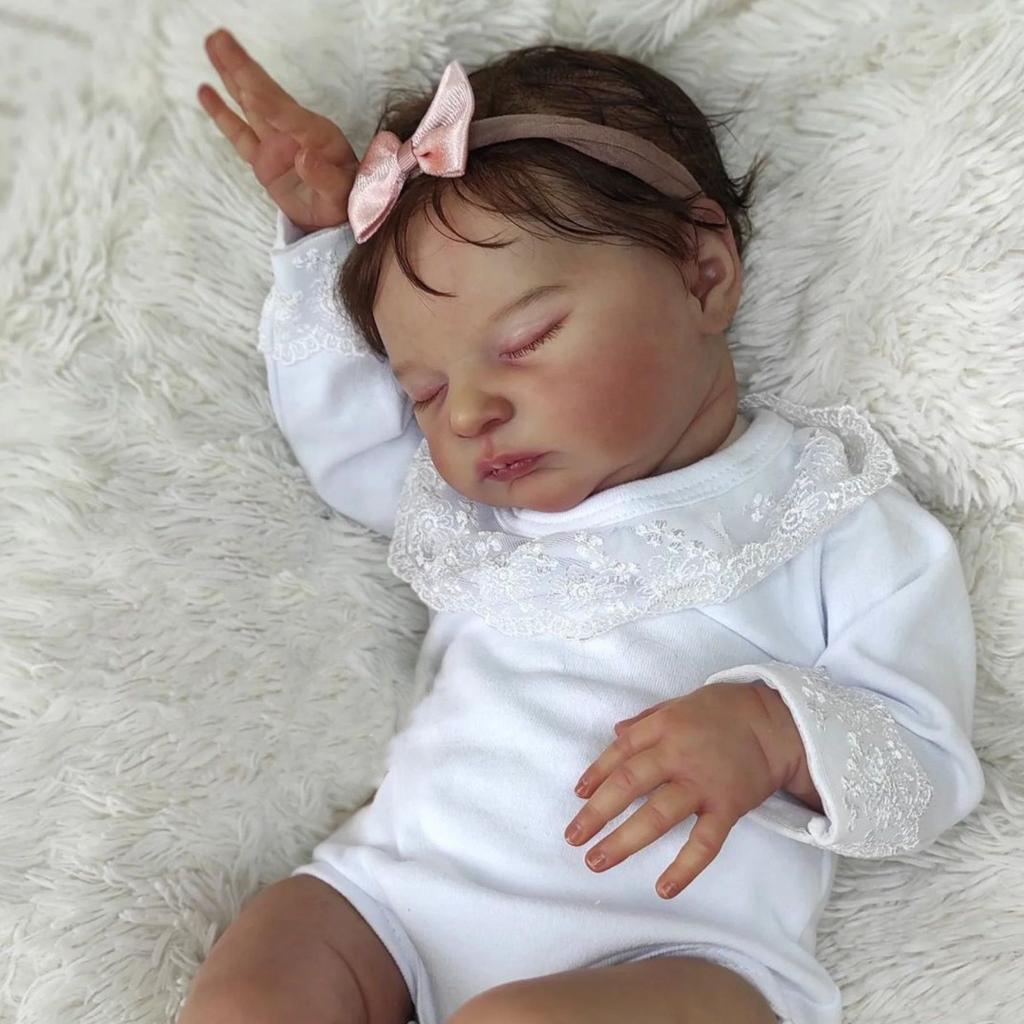 BZDOLL 50cm 20inch Soft Vinyl 3D-painting Skin with Realistic Asleep Reborn Baby Doll Newborn Bebe Girl Lifelike Princess Gift Toy for Kids