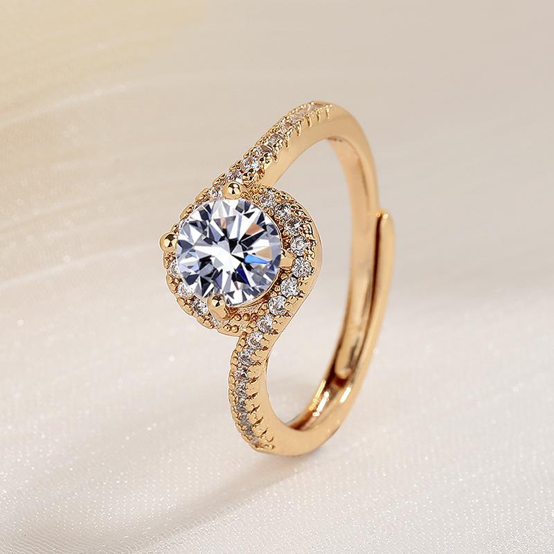 925 Sterling Silver Ring Hot AAA Zircon Adjustable Size Engagement Rings for Women Wedding Ring Party Fashion Nice Jewelry Gift