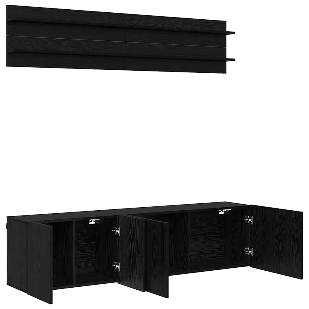 TV Units 6 pcs Black Oak Effect Wood Based Material