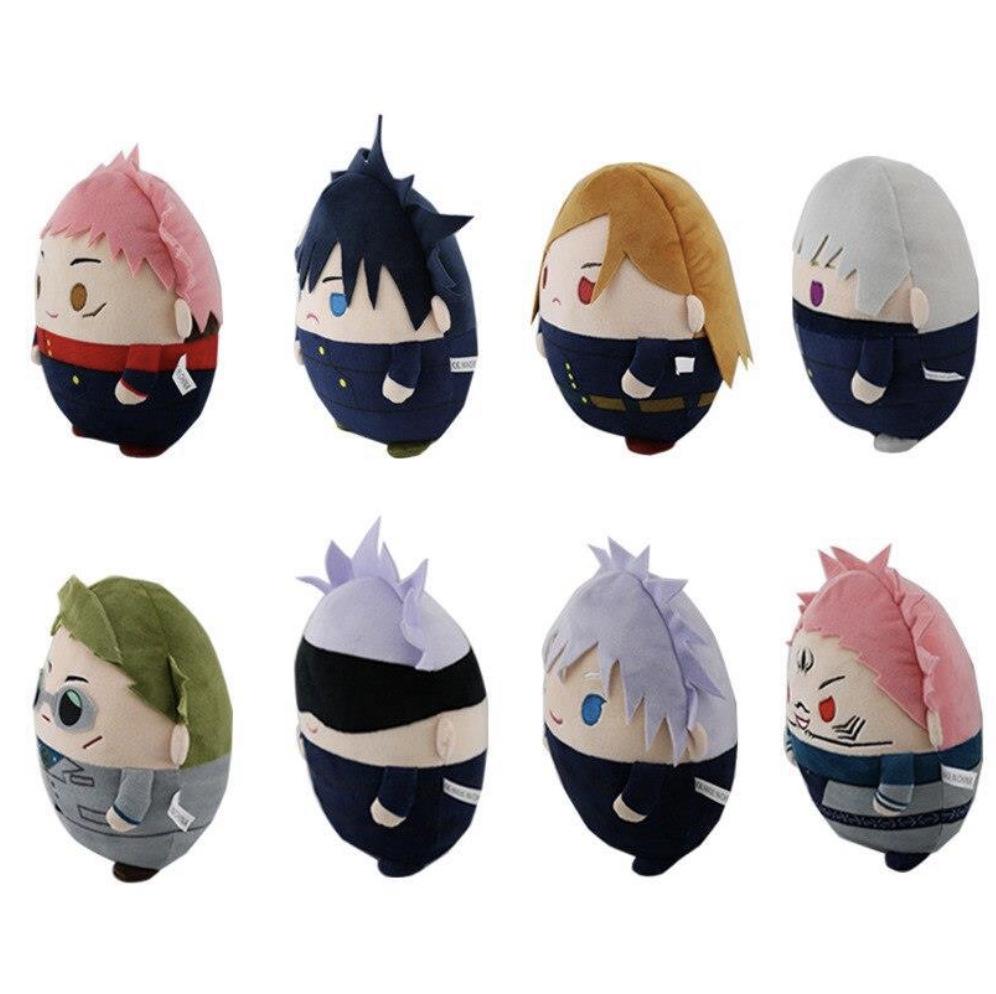 Anime Creative Q Version Jujutsu Kaisen Plush Dolls: Gojo Satoru, Yuji Itadori, Megumi Fushiguro.