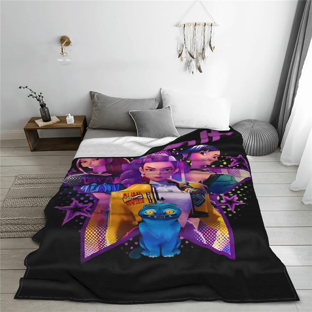 Kpop Demon Hunter Huntrix Girls Warm Soft Blanket  Travel Plush Throw Blanket Novelty Couch Bed Flannel Bedspread Sofa Bed Cover