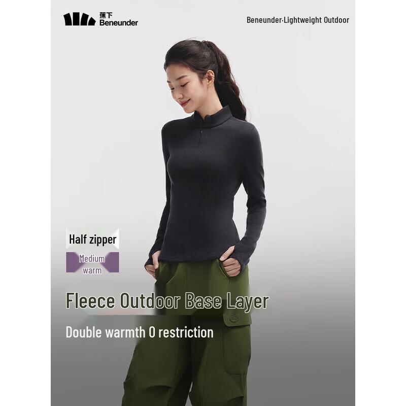 Beneunder Women s Slim-Fit Half-Zip Fleece Thermal Base Layer M