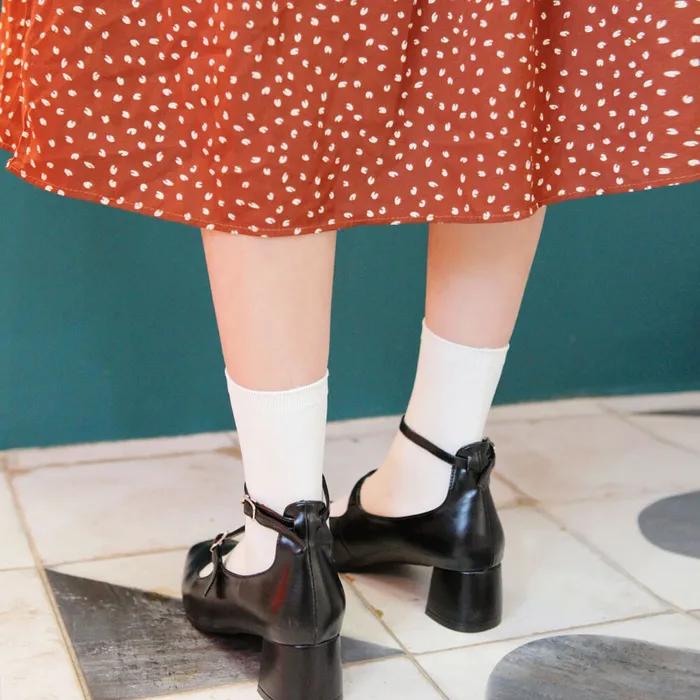 [3-Set] Snap Color Plain Soft Basic Mid-Length Sock Set